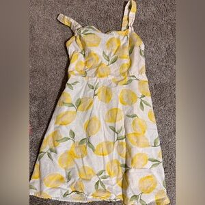 Derek Heart Lemon Print Kids Dress - Yellow and Green